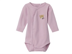 Name It wrap bodysuit mauve mist with teddy bear